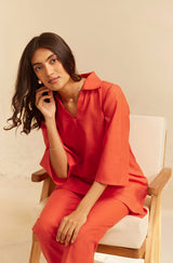 Orange Linen Co-ord Set