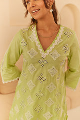 Gul Lime Green Cutwork Suit Set