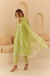 Gul Lime Green Cutwork Suit Set