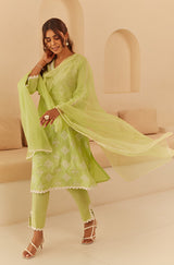 Gul Lime Green Cutwork Suit Set