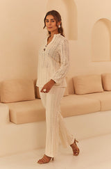 Cream Abstract Cutwork Co-ord Set