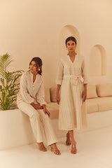 Cream Abstract Cutwork Top