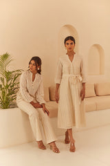 Cream Abstract Cutwork Dress