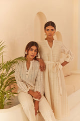 Cream Abstract Cutwork Co-ord Set