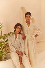 Cream Abstract Cutwork Top