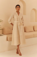 Cream Abstract Cutwork Dress