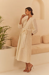 Cream Abstract Cutwork Dress