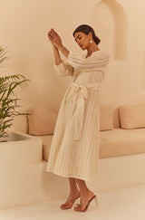 Cream Abstract Cutwork Dress