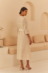 Cream Abstract Cutwork Dress