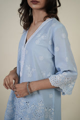 POWDER BLUE CUT-WORK SUIT SET