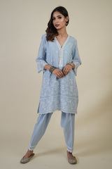 POWDER BLUE CUT-WORK SUIT SET