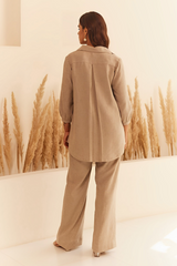 Beige Linen Shirt Set