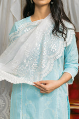WHITE EMBROIDERED DUPATTA