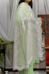 WHITE EMBROIDERED DUPATTA