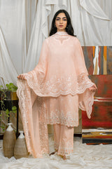 PEACH EMBROIDERED DUPATTA