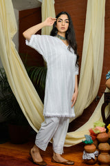 WHITE EMBROIDERED NARROW SALWAR