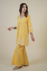 YELLOW EMBROIDERED KURTA