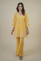YELLOW EMBROIDERED KURTA