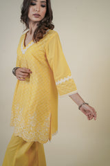 YELLOW EMBROIDERED KURTA