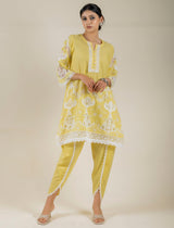 YELLOW CUT WORK KURTA