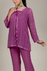 Purple Lacework Co-ord Set for Women In India