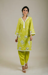 Apple Green Cut Work Suit Set