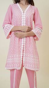 Pink Embroidered Women's Suit Set
