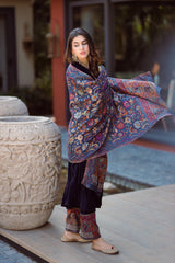 Navy Blue Crush Suit with Women Chanderi Dupatta - Inching India