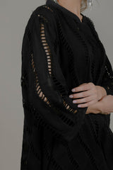 Black Cutwork Cape For Women-Inching India