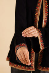 Black Velvet Cape with Embroidered Broders