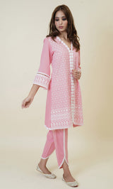 Pink Embroidered Women's Suit Set