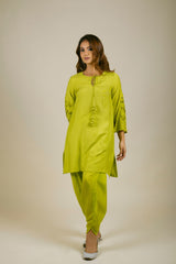 Pear Green Embroidered Set with Dhoti Set