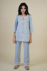 POWDER BLUE EMBROIDERED CO-ORD SET