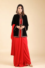 Black Velvet Cape with Embroidered Broders