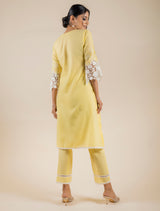3D Embroidered Yellow Suit Set