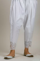 WHITE EMBROIDERED NARROW SALWAR