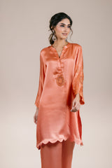 Coral Embroidered Suit Set