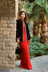 Black Velvet Cape with Embroidered Broders