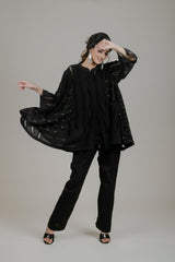 Beautiful Black Cutwork Cape Set For Women