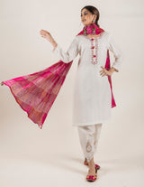 White Suit with Leheriya Dupatta- Inchingindia