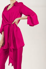 Flowy Hot Pink CO-Ord Set For Women-Inching India