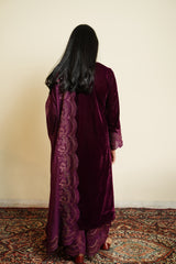 Wine Velvet Suit with Dupatta- Inching India