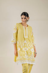 YELLOW CUT WORK KURTA