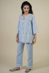 POWDER BLUE EMBROIDERED CO-ORD SET