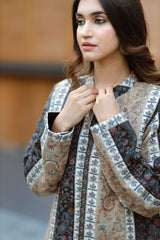 Black -Beige Woolen Cape For Women -Inching India