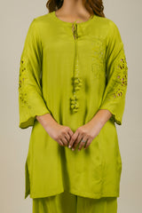 Pear Green Embroidered Set with Dhoti Set