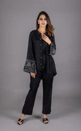 Umang Black Embroidered Co-ord Set- Inchingindia