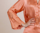 Coral Embroidered Suit Set