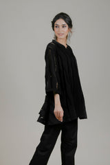 Black Cutwork Cape For Women-Inching India