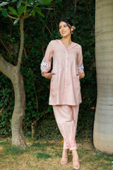 Baby Pink Embroidered Suit Set